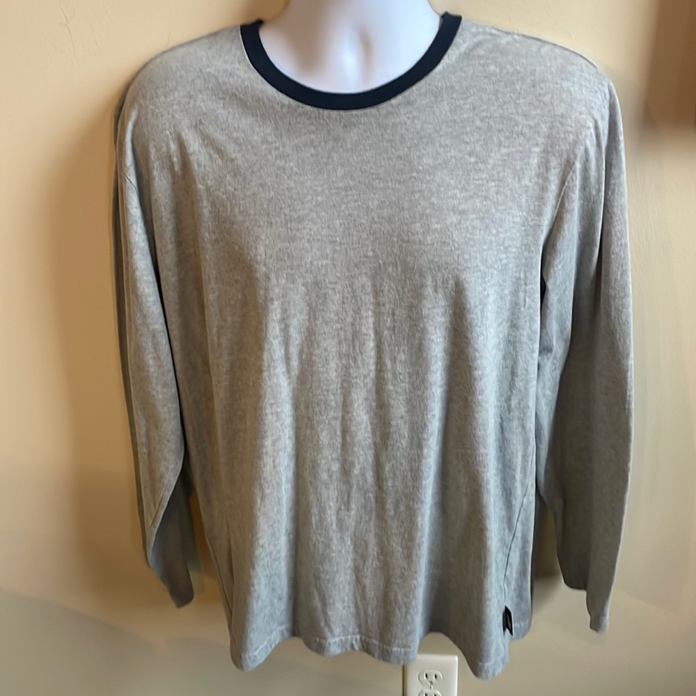 Mens XL US Polo Association sleepwear long sleeve shirt grey and dark blue trim